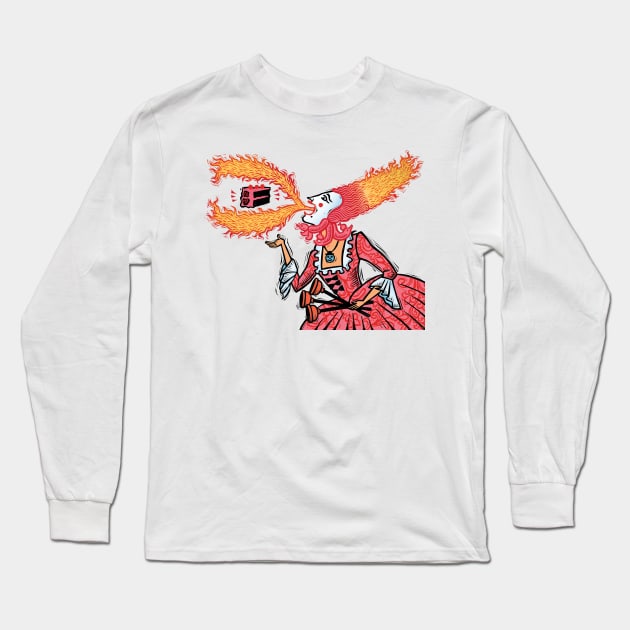 Marie Antoinette Breathes Fire Long Sleeve T-Shirt by Sue Todd Illustration